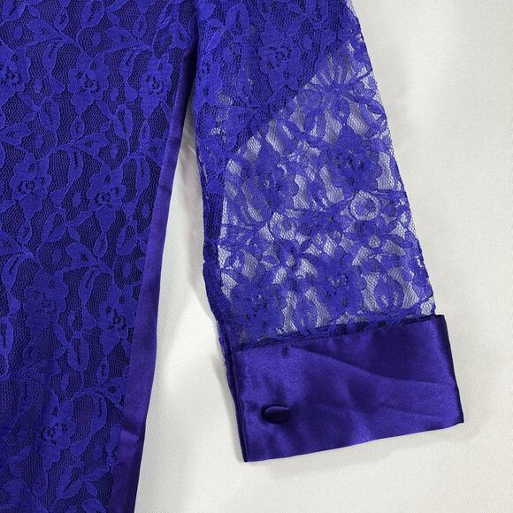 Victorias Secret Satin Lace Nightgown Small Purple Floral Button Up Womens - Picture 9 of 16